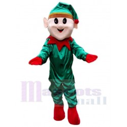 Freundliches Grün Weihnachten Elf Maskottchen Kostüm Karikatur