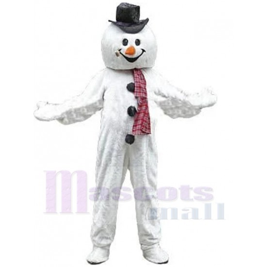 Bonhomme de neige de Noël drôle Costume de mascotte Dessin animé avec chapeau noir