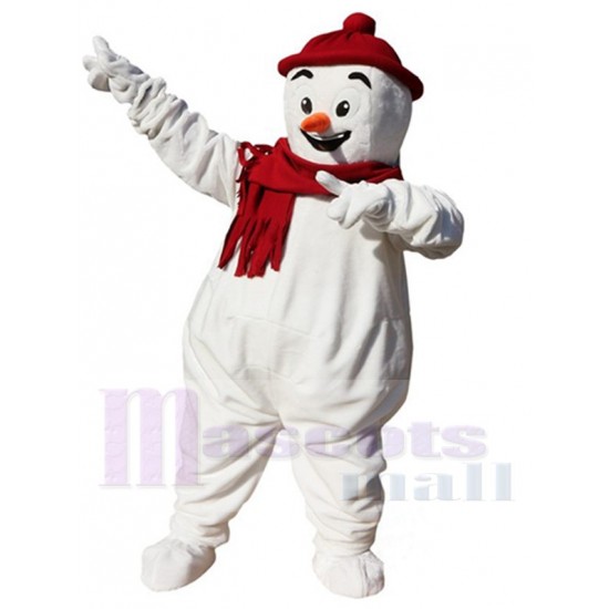 Weihnachten Schneemann Maskottchen Kostüm mit Red Hat Karikatur