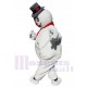 Noël Bonhomme de neige Costume de mascotte Dessin animé avec chapeau gris