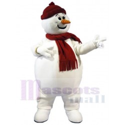 Belly Billowing Snowman Mascot Costume Cartoon