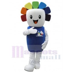 Cute Square Face Snowman Mascot Costume Cartoon
