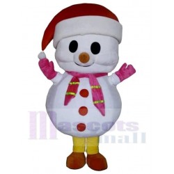 Friendly Christmas Snowman Yeti Mascot Costume Cartoon