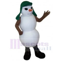Bonhomme de neige au chapeau vert Costume de mascotte Dessin animé
