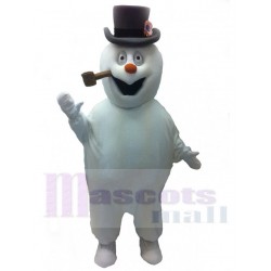 Smoking Frosty Snowman Mascot Costume Cartoon