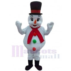 Bonhomme de neige Yéti Costume de mascotte Dessin animé avec foulard rouge