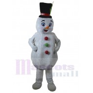 Bonhomme de neige mignon Costume de mascotte Dessin animé aux yeux bleus