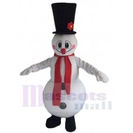Bonhomme de neige Costume de mascotte Dessin animé avec chapeau de fleur