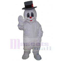 Snowman Yeti Mascot Costume Cartoon with Grey Hat