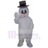 Schneemann Yeti Maskottchen Kostüm Karikatur mit grauem Hut