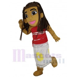 Brown Skin Moana Princess Mascot Costume Cartoon