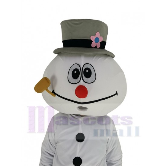 Muñeco de nieve helado Disfraz de mascota Dibujos animados con bufanda roja