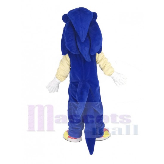 Blue Hedgehog Sonic Mascot Costume with Green Eyes 
