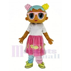 Giant LOL Doll Bonbon Mascot Costume Wearing Pink Glasses