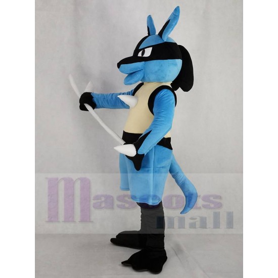 Blue Lucario Mascot Costume with White Arms Pokémon Pokemon Go
