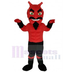 Power Muskeln Teufel Maskottchen Kostüm Karikatur