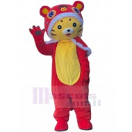 Rouge et jaune Tigre propice Costume de mascotte avec cape Dessin animé