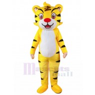 Gelb Glücklicher Tiger Maskottchen Kostüm Karikatur