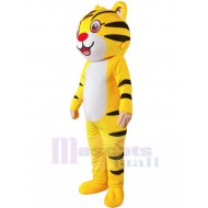 Gelb Glücklicher Tiger Maskottchen Kostüm Karikatur