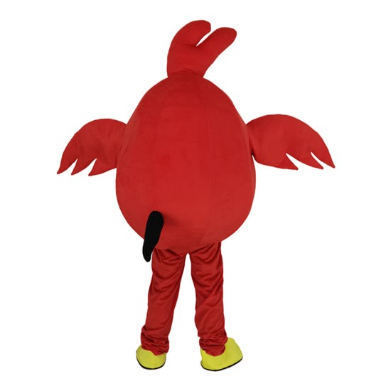 Dessin animé de costume de mascotte d'oiseaux en colère rouges