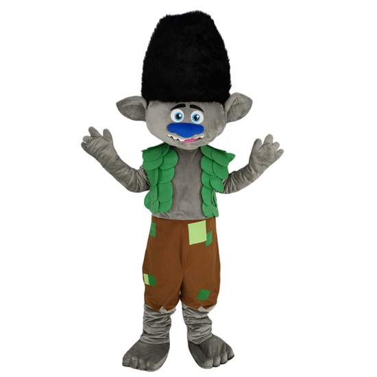 Trolle Junge Elf Maskottchen Kostüm mit grüner Weste Karikatur