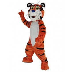 Déguisement mascotte Tony le tigre orange avec animal au nez bleu