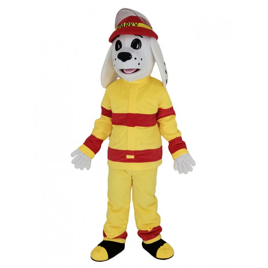 Disfraz de mascota de perro Sparky The Fire Animal con sombrero rojo