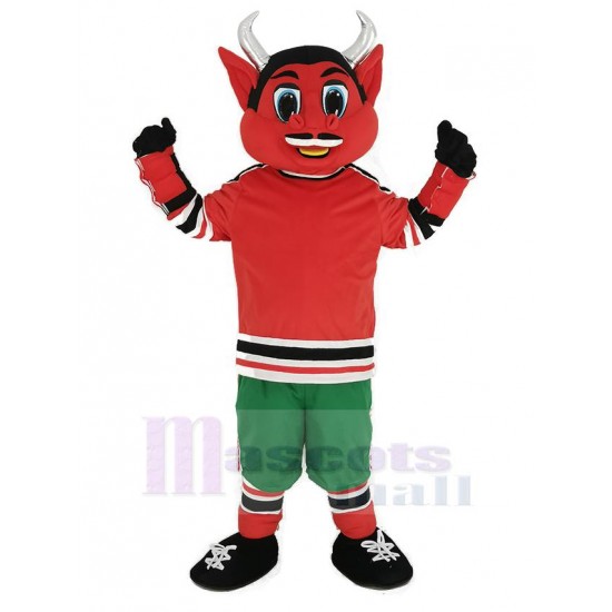 New Jersey Roter Teufel Maskottchen Kostüm mit grüner Hose