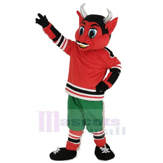 New Jersey Red Devil Mascot Costume with Green Trousers