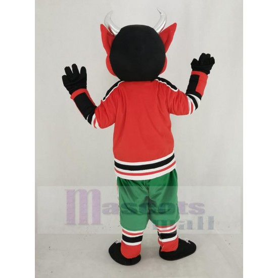 New Jersey diablo rojo Disfraz de mascota con pantalones verdes