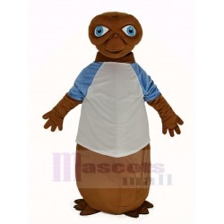 Brown E.T. Extraterrestre Traje de la mascota en camiseta blanca