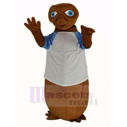 E.T. marron Extraterrestre Costume de mascotte en T-shirt blanc