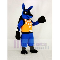 Blue Lucario Pokémon Pokemon Mascot Costume in Orange Vest