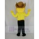 Cowgirl Maskottchen Kostüm im gelben Mantel Menschen