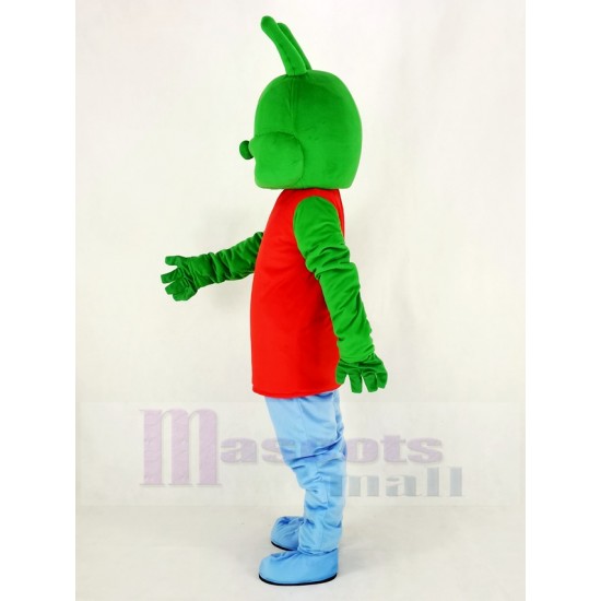 Green Alien Mascot Costume Cartoon