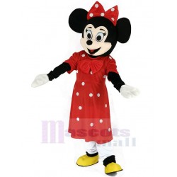 Minnie Mouse Mascot Costume in Red Dress Cartoon