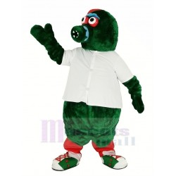 Red Hat Green Monster Mascot Costume with White T-shirt