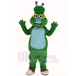 Alien verde Monstruo Disfraz de mascota con Nariz Azul