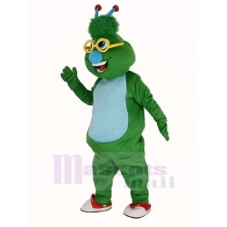Green Alien Monster Mascot Costume with Blue Nose