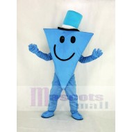Mr Cool with Blue Hat Mascot Costume Cartoon