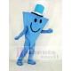 Herr Cool mit blauem Hut Maskottchen Kostüm Karikatur