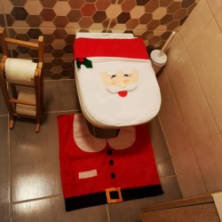 Santa Claus Toilet Seat Cover Rug Bathroom Set With Paper Towel Cover For Christmas Gift Premium Year Home Decorations