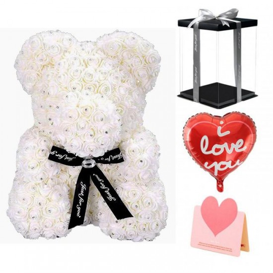 Diamond Rose Teddy Bear Flower Bear Best Gift for Mother's Day, Valentine's Day, Anniversary, Weddings and Birthday