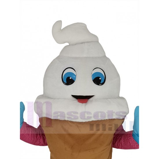 Lindo helado blanco Disfraz de mascota Dibujos animados