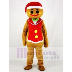 Gingerbread Man with Red Hat Mascot Costume Christmas 