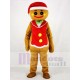 Gingerbread Man with Red Hat Mascot Costume Christmas 