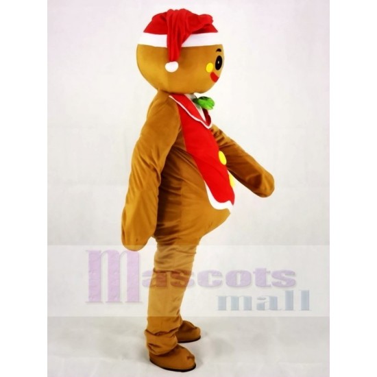 Hombre de pan de jengibre con sombrero rojo Disfraz de mascota Navidad