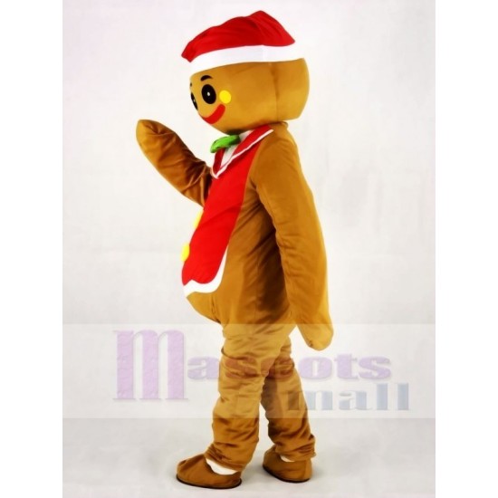 Hombre de pan de jengibre con sombrero rojo Disfraz de mascota Navidad