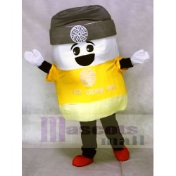 Marshmallow with Grey Hat Mascot Costume Snack