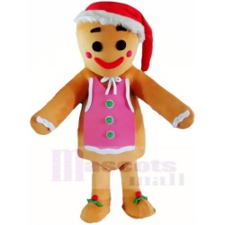 Cute Gingerbread Girl Mascot Costume Xmas Christmas